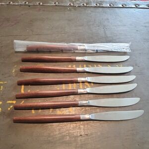 Vintage ECKO ETERNA 7 PC. Mid Century Danish Canoe Muffin Flatware Butter Knives